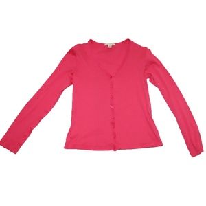 Banana Republic LS Button Down Cardigan Hot Pink L